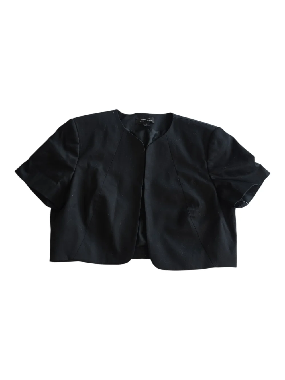 TAHARI ARTHUR S. LEVINE | Suzana Cropped Black Open Front Bolero Jacket NWT | 8